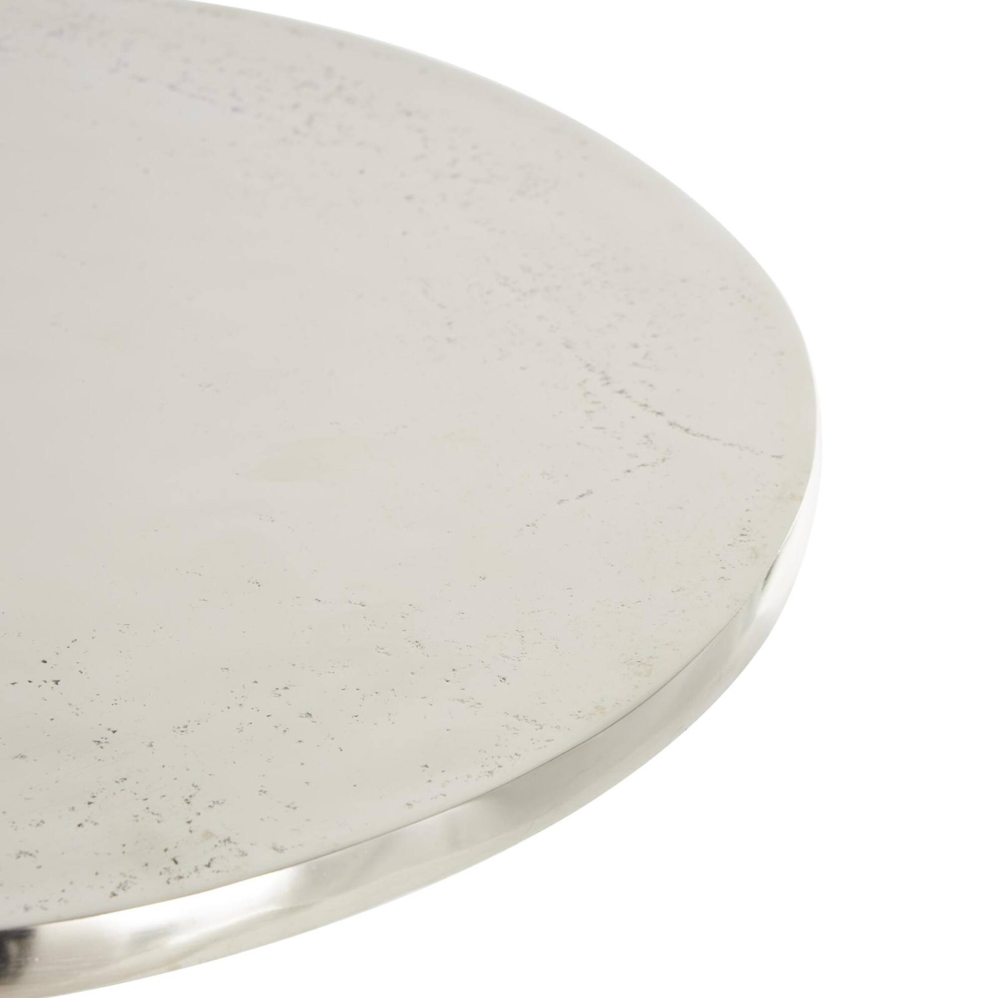 Silver Metal Side End Accent Table with Textured Tree Branch Legs Set